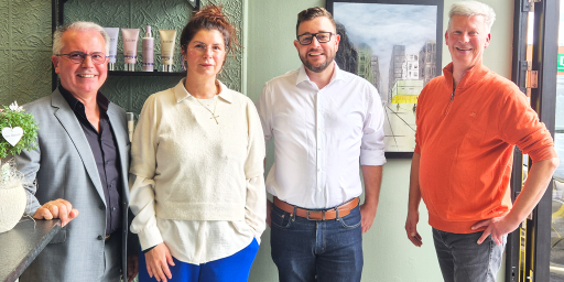 V.l.n.r.: Joachim Fetzer (FDP-MKK) – Roxana Üngör Adrioni (Unternehmerin) – Daniel Protzmann (FDP MKK) – Jo Härter (FDP Schlüchtern)